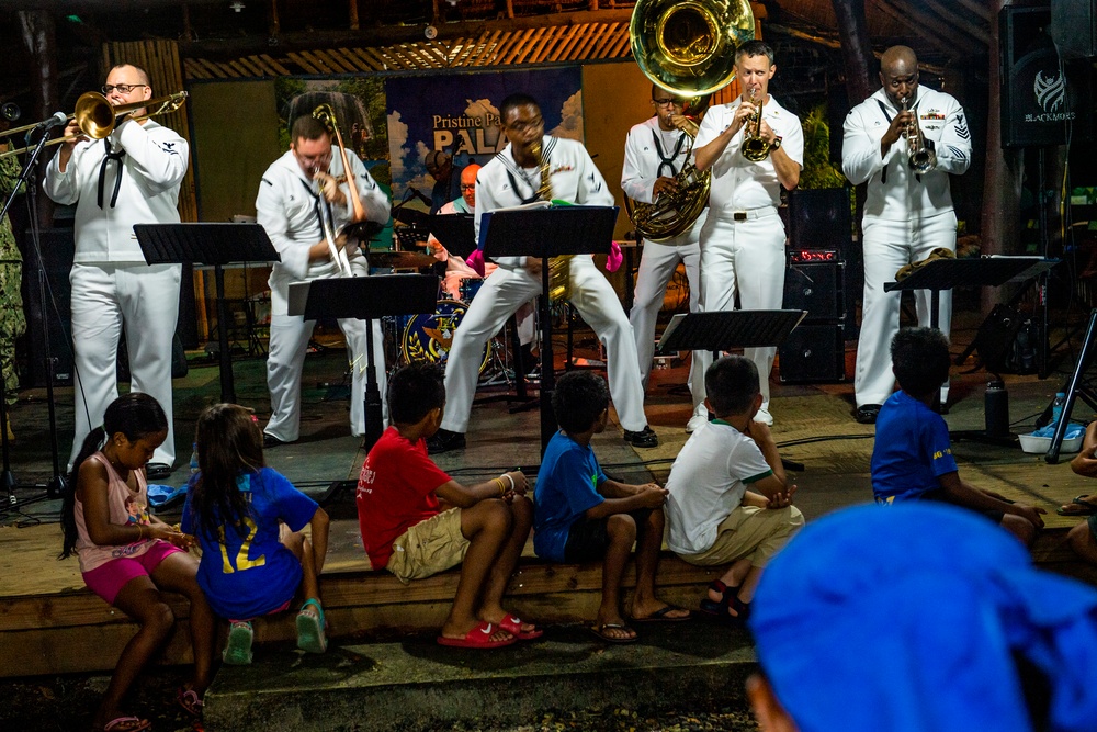 U.S. 7th Fleet Far East Edition Brass Band performs during CAT week