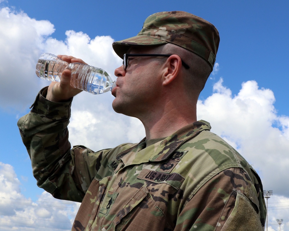 Soldier drinking water