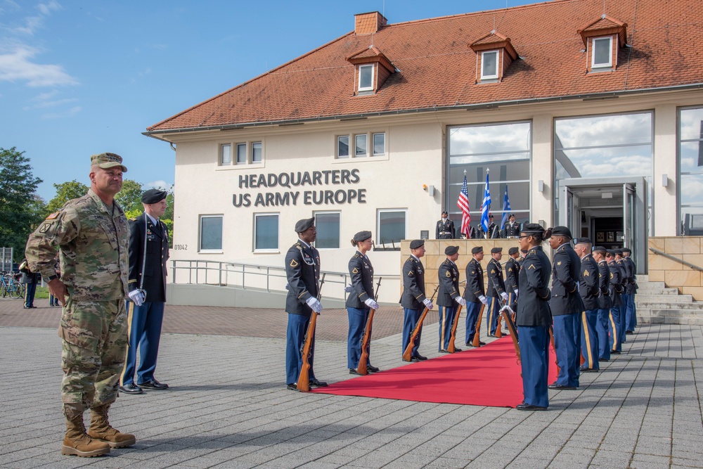 Chief of Hellenic Army LTG Georgios Kampas visits U.S. Army Europe headquarters.