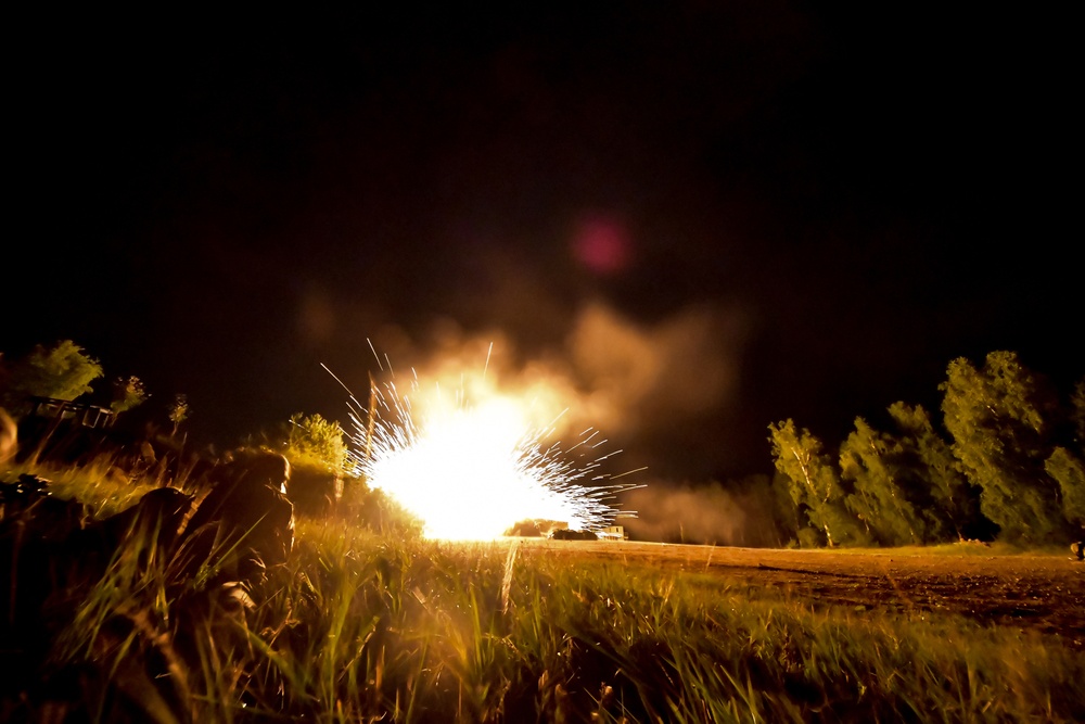 Sky Soldier Sappers Breach Wire Obstacle at Night