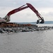 Breakwater construction at the Dyke Marsh Restoration and Protection project