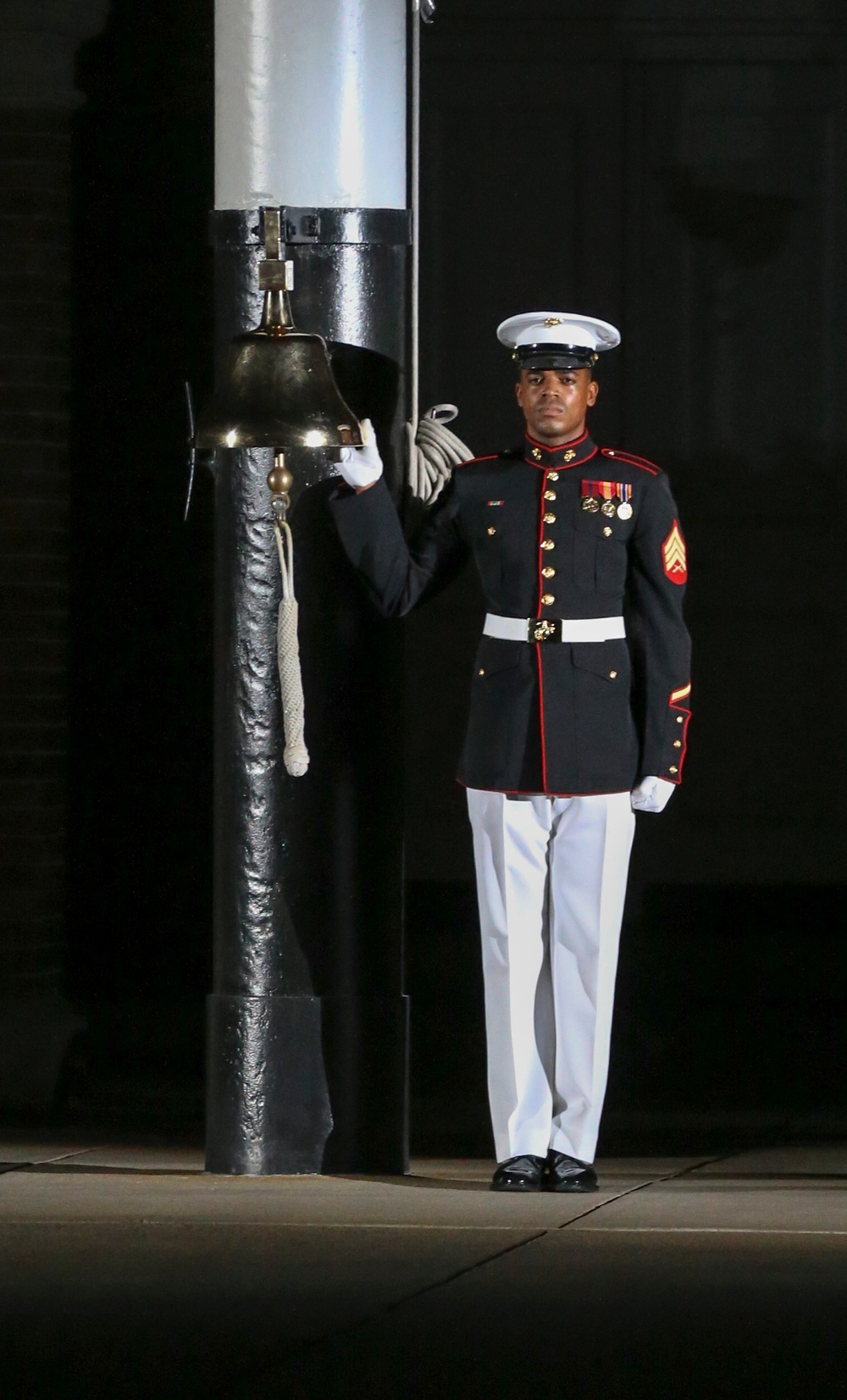 Marines march in Noncommissioned Officer Friday Evening Parade