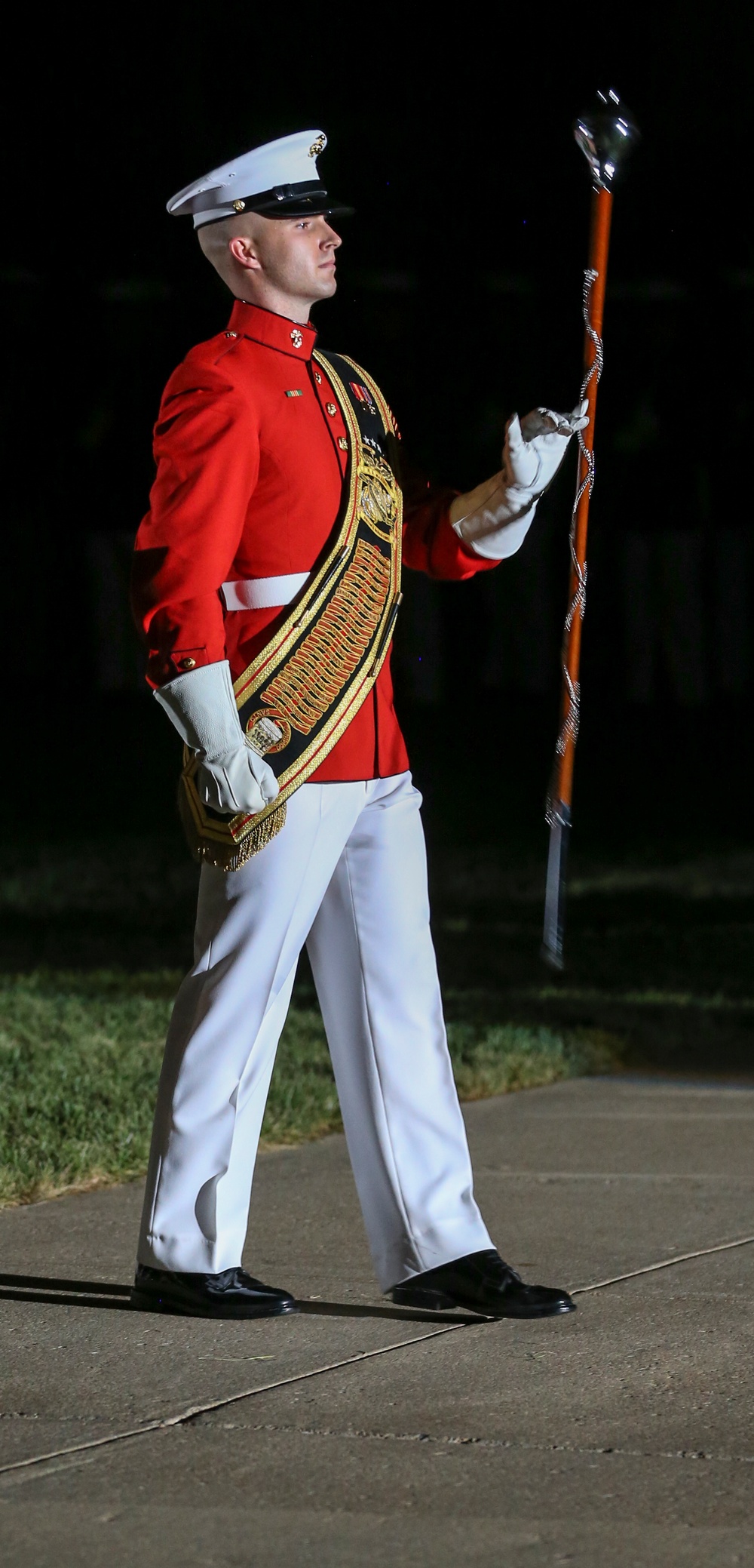 Marines march in Noncommissioned Officer Friday Evening Parade