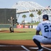 Chief of Naval Air Training Rear Adm. Dan Dwyer throws out first pitch during Corpus Christi Hooks game