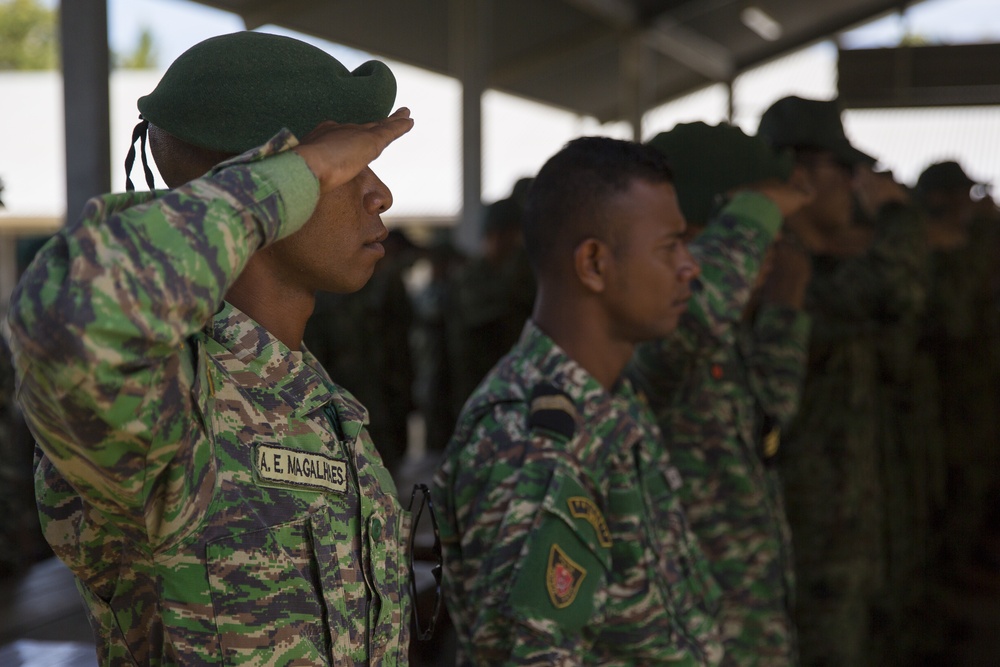 MRF-D Marines attend the opening ceremony for Hari'i Hamutuk 2019