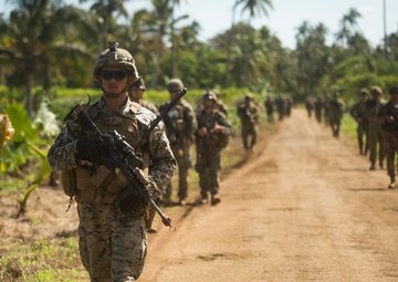 MRF-D Marines patrol to an objective
