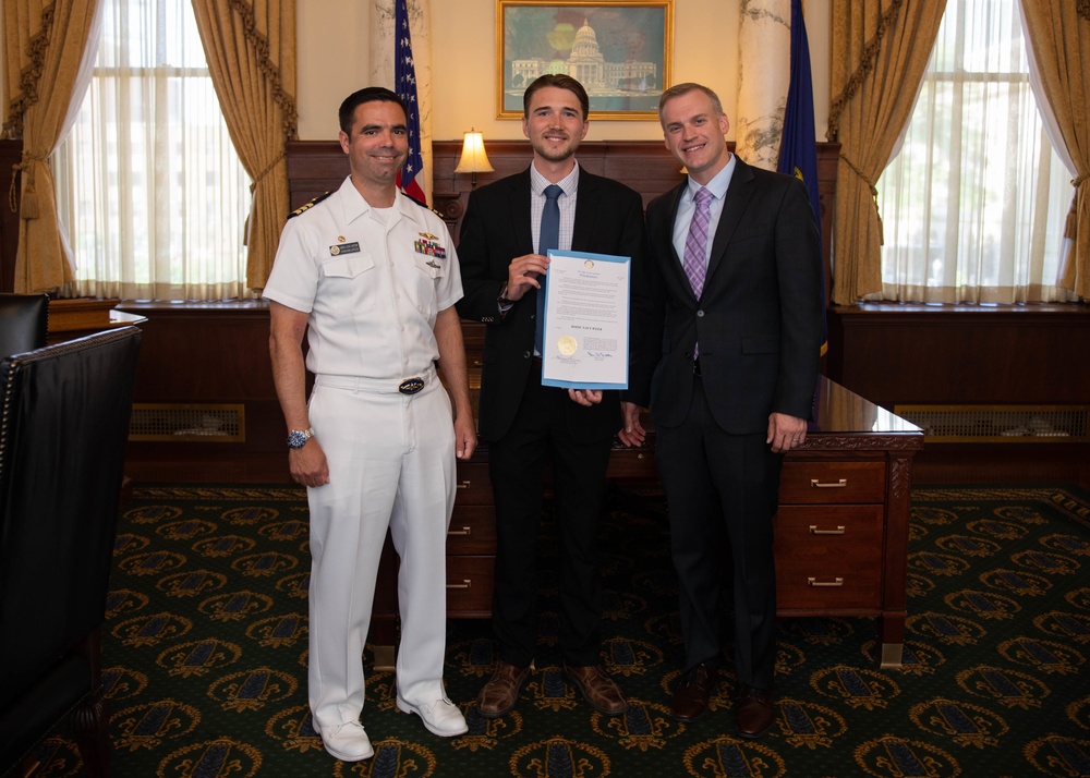 The Navy is Presented a Proclamation at Idaho's Govenor's Office