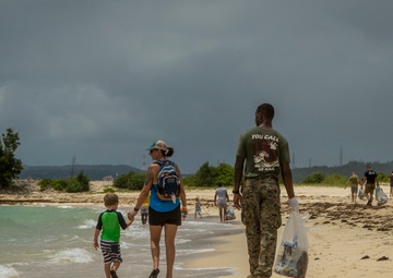 Marines, sailors and children volunteer at Igei Beach cleanup