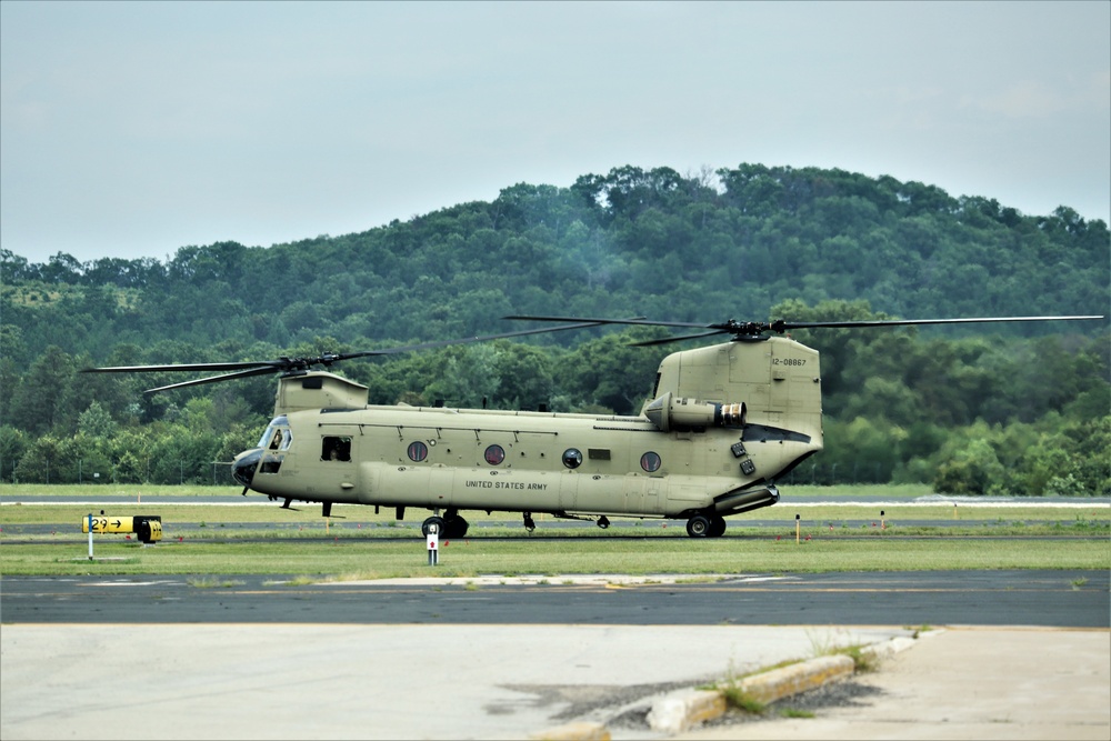 Chinook refueling operations at Sparta-Fort McCoy Airport