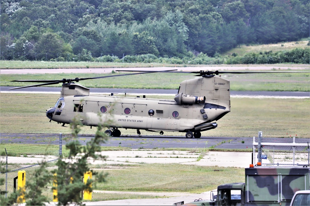 Chinook refueling operations at Sparta-Fort McCoy Airport