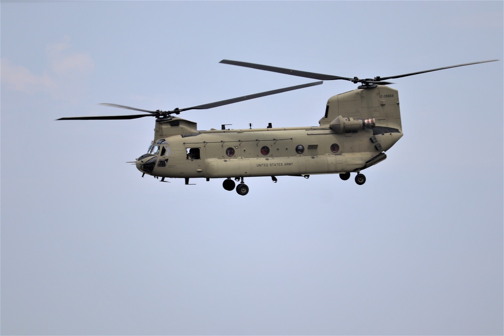 Chinook refueling operations at Sparta-Fort McCoy Airport