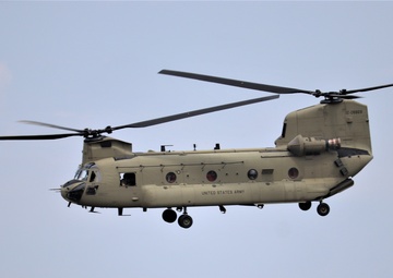 Chinook refueling operations at Sparta-Fort McCoy Airport