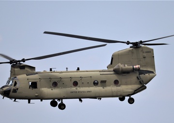 Chinook refueling operations at Sparta-Fort McCoy Airport