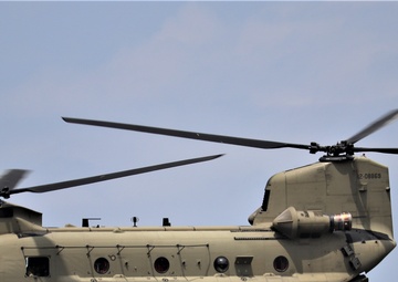 Chinook refueling operations at Sparta-Fort McCoy Airport