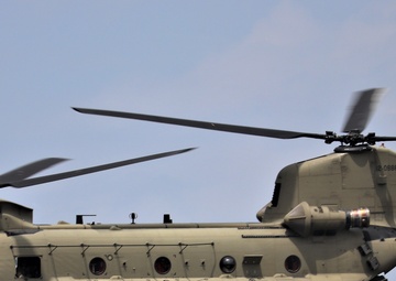 Chinook refueling operations at Sparta-Fort McCoy Airport