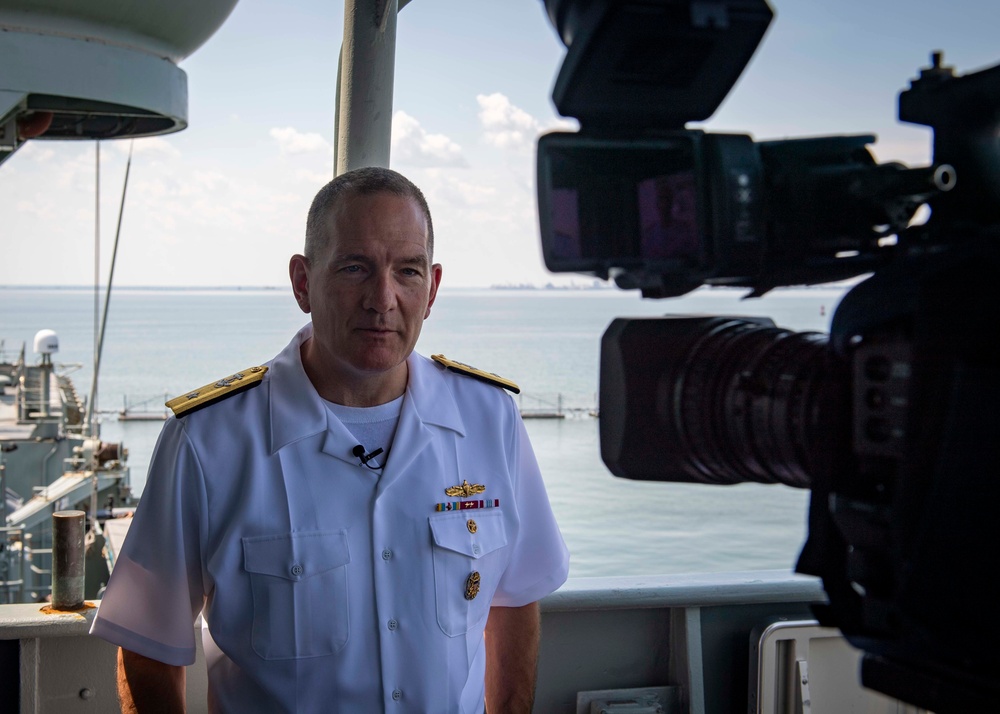 Rear Adm. Edward Cashman Conducts On-Camera Interview