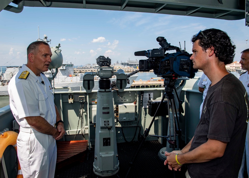 Rear Adm. Edward Cashman Conducts an On-Camera Interview