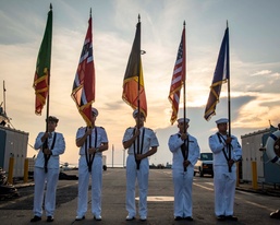 SNMG1 Sailors Perform Color Guard Detail