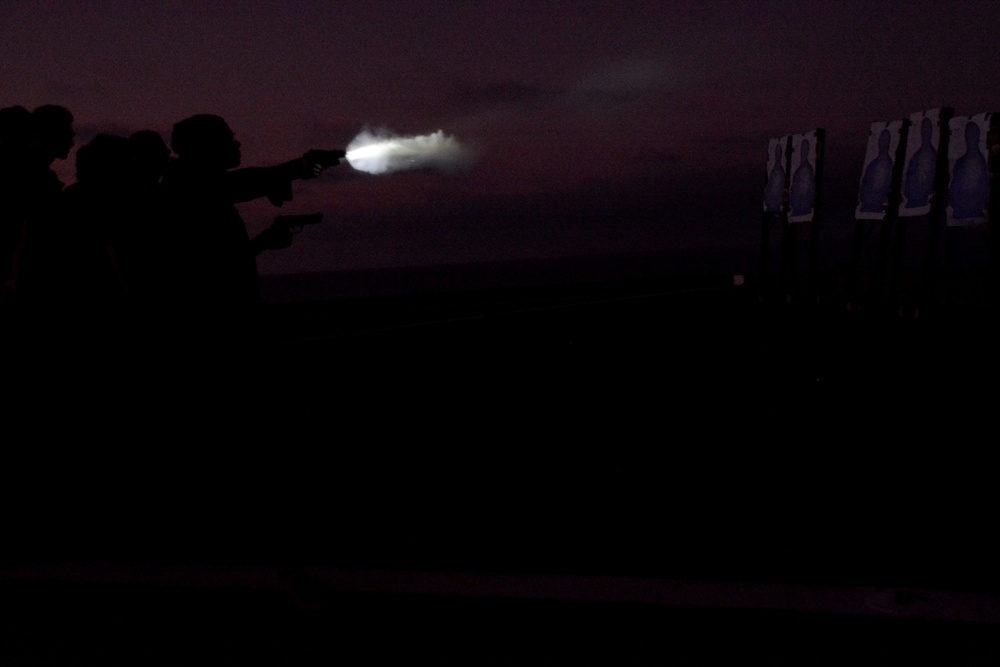 USS Comstock (LSD 45) Conducts Pistol Qualifications