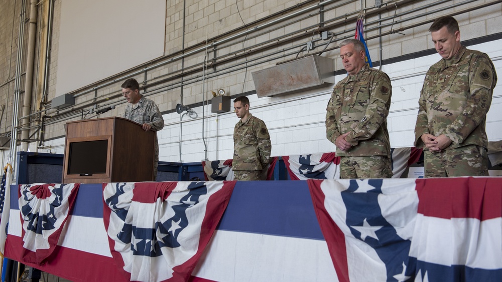 Major Matthew Ferringer assumes command of the Massachusetts Air National Guard's 267th Intelligence Squadron