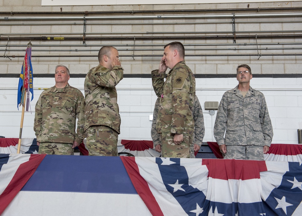 Major Matthew Ferringer assumes command of the Massachusetts Air National Guard's 267th Intelligence Squadron