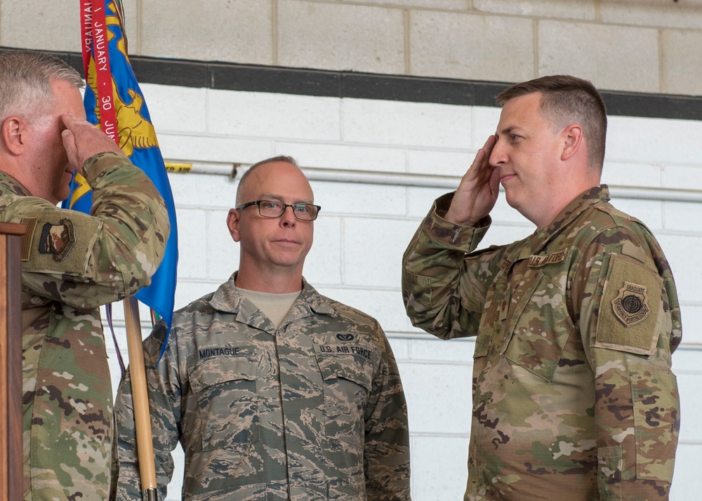 Major Matthew Ferringer assumes command of the Massachusetts Air National Guard's 267th Intelligence Squadron