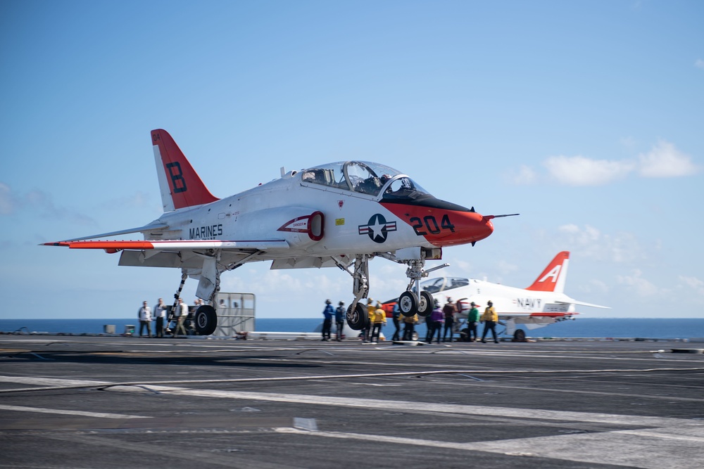 A T-45C Goshawk training aircraft, assigned to Training Air Wing (TW) 2, prepares to land