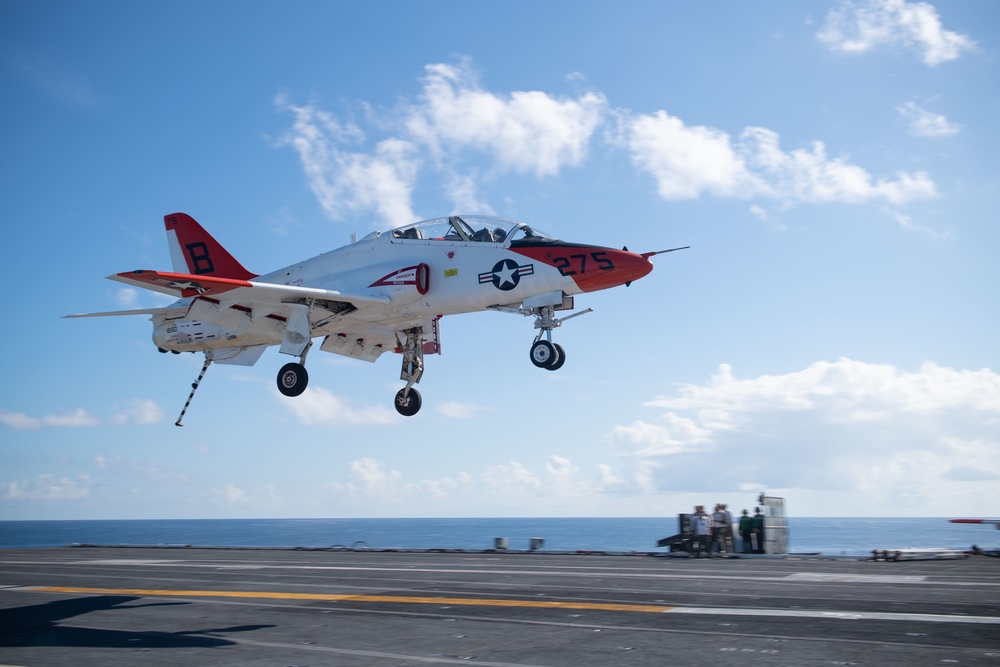 A T-45C Goshawk training aircraft, assigned to Training Air Wing (TW) 2, prepares to land