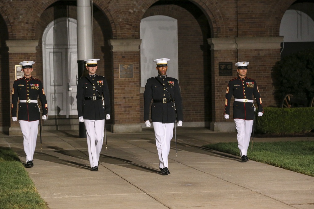 Marines march in Friday Evening Parade