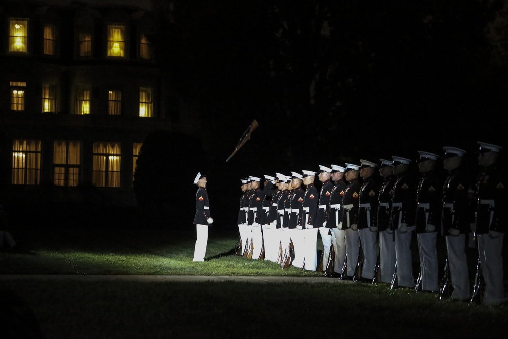 Marines march in Friday Evening Parade