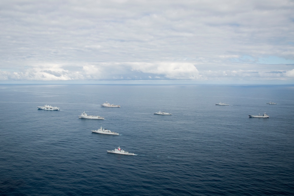 Partner nations unite during naval formation off Brazilian coast during multinational exercise