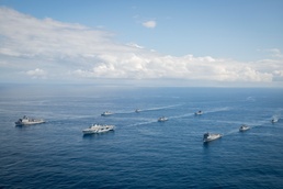 Partner nations unite during naval formation off Brazilian coast during multinational exercise