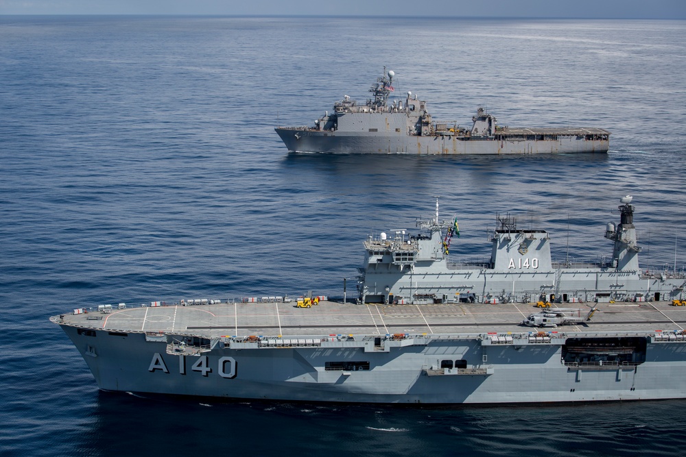 Partner nations unite during naval formation off Brazilian coast during multinational exercise