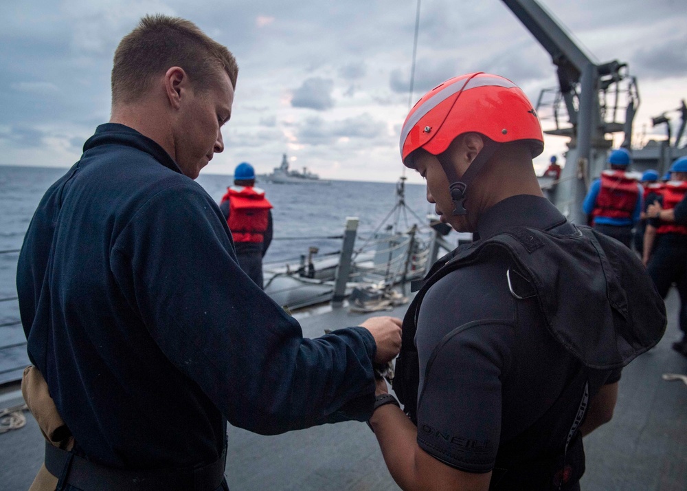 USS Gridley Sailors Conduct Boat Operations