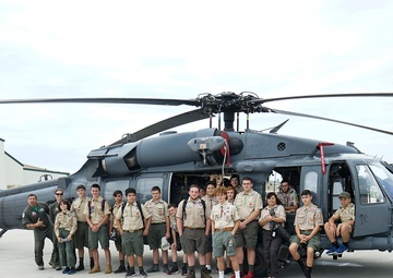 106th Rescue Wing gives base tour to local scout troop after tragedy