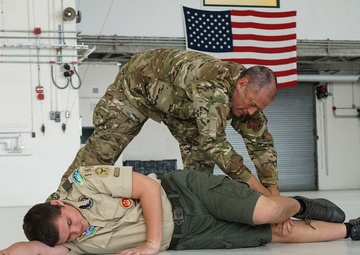 106th Rescue Wing gives base tour to local scout troop after tragedy