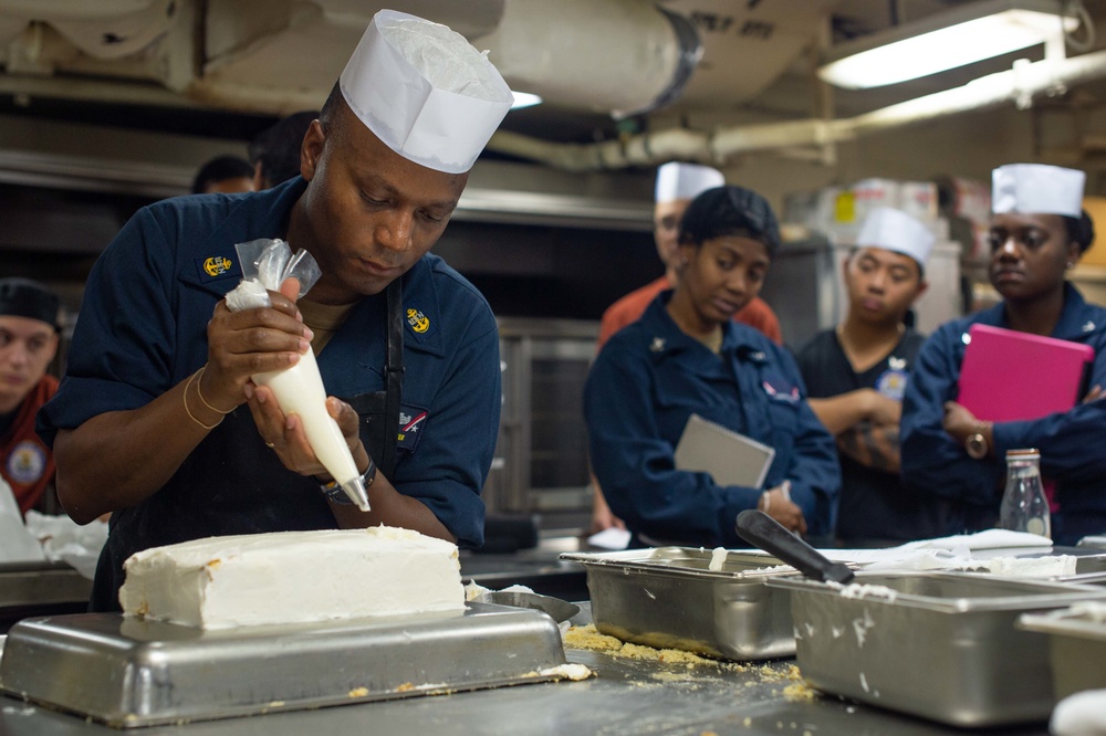 U.S. Navy Sailor conducts training