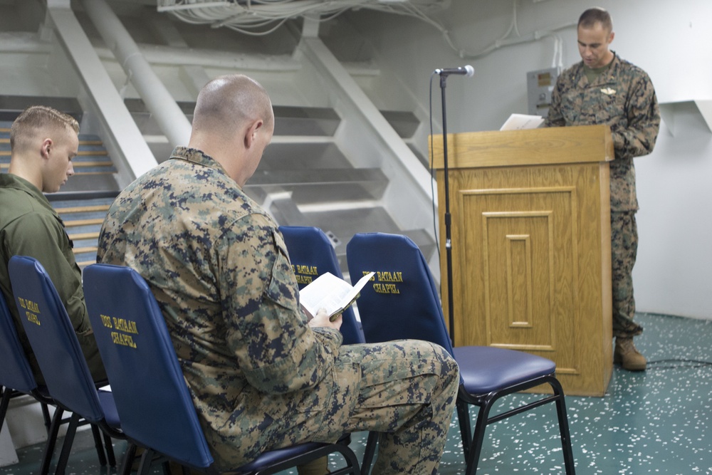 Religious Services Aboard USS Bataan