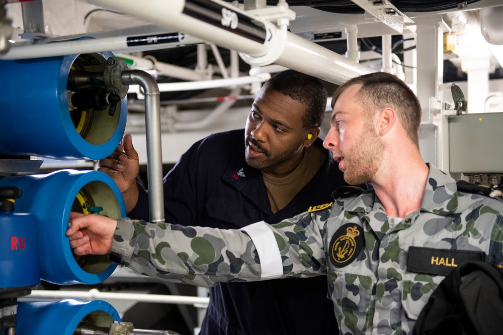 USS Preble Sailors aboard HMAS Brisbane