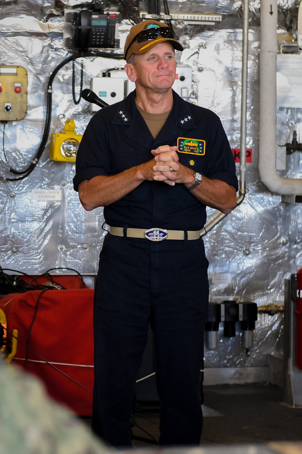 Vice Adm. Richard Brown visits USS Gabrielle Giffords (LCS 10)