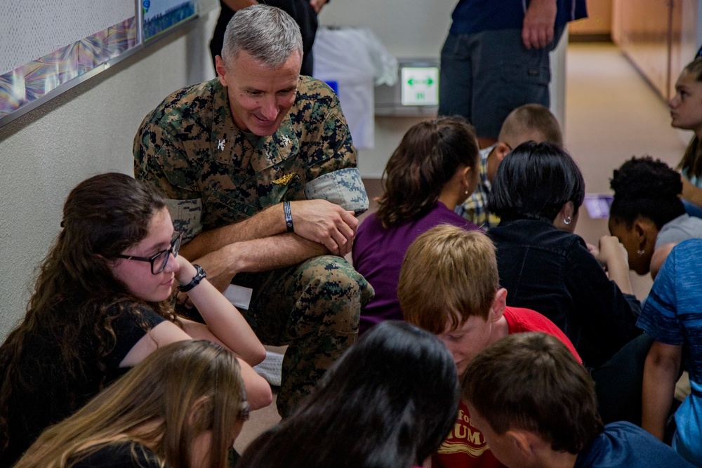 U.S. Marines volunteer at Lester Middle School