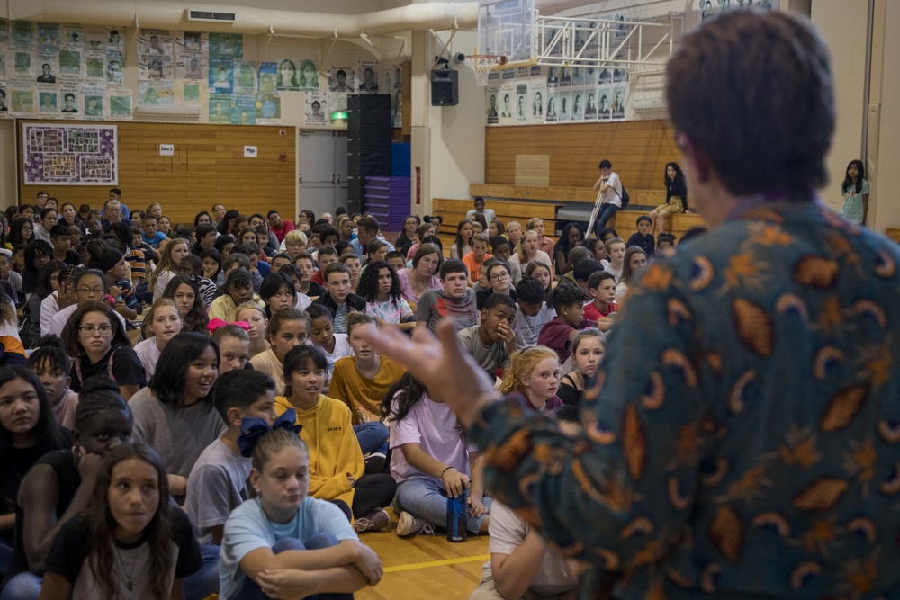 U.S. Marines volunteer at Lester Middle School