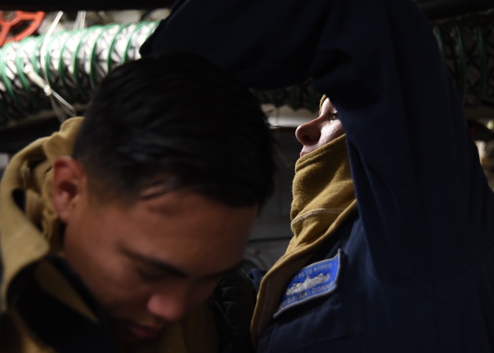 USS Blue Ridge Sailors Participate in Joint Fire Drill with CNFJ Firefighters