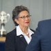 The Honorable Rita Sanders speaks to Distinguished Visitor after presenting the Omaha Trophy