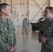 Vice Admiral Dave Kriete speaks with B-2 Maintainer during a Dock Tour