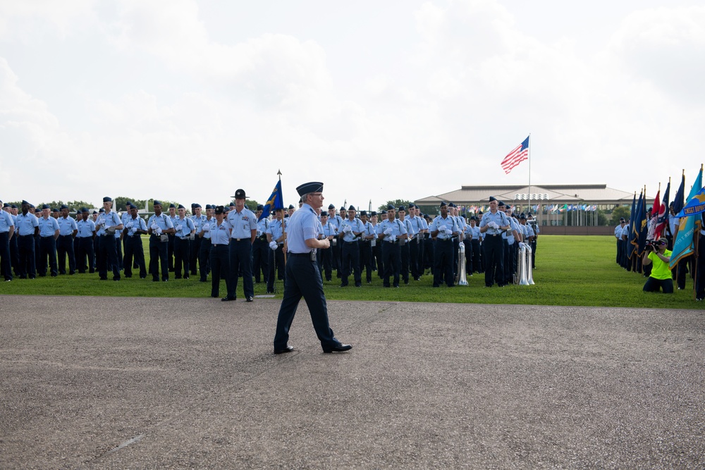 Major Gen. LaBrutta reviews BMT graduation one last time