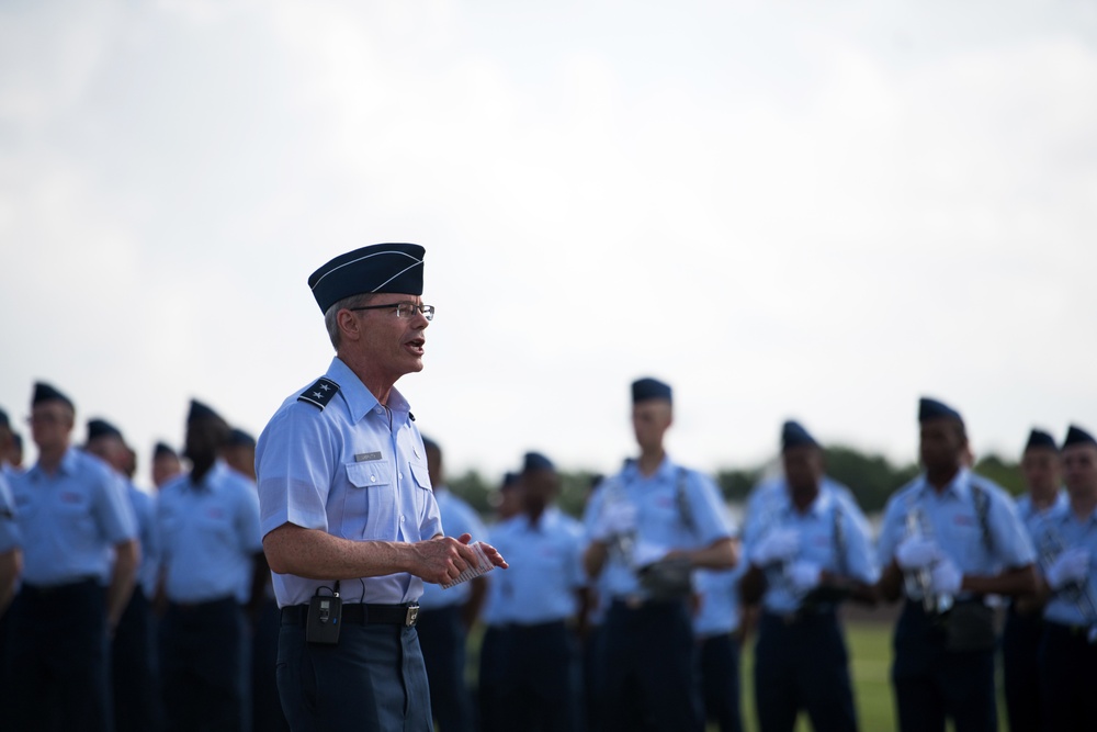 Major Gen. LaBrutta reviews BMT graduation one last time