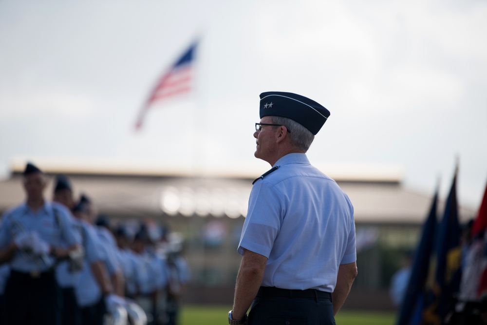 Major Gen. LaBrutta reviews BMT graduation one last time