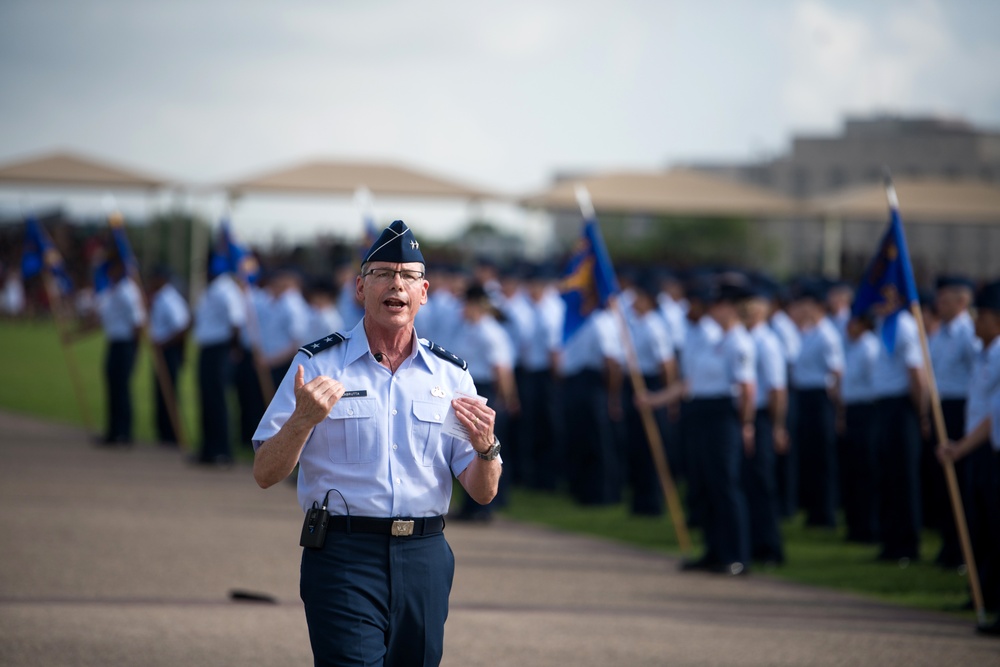 Major Gen. LaBrutta reviews BMT graduation one last time