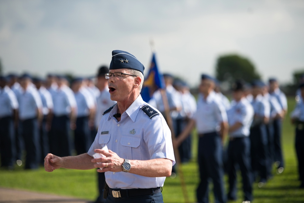 Major Gen. LaBrutta reviews BMT graduation one last time